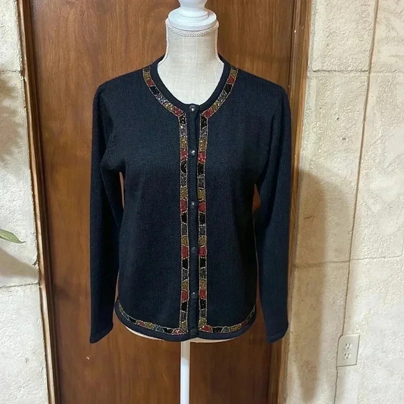 Alfred Dunner Women’s Petite Small Black Sweater - Picture 1 of 9